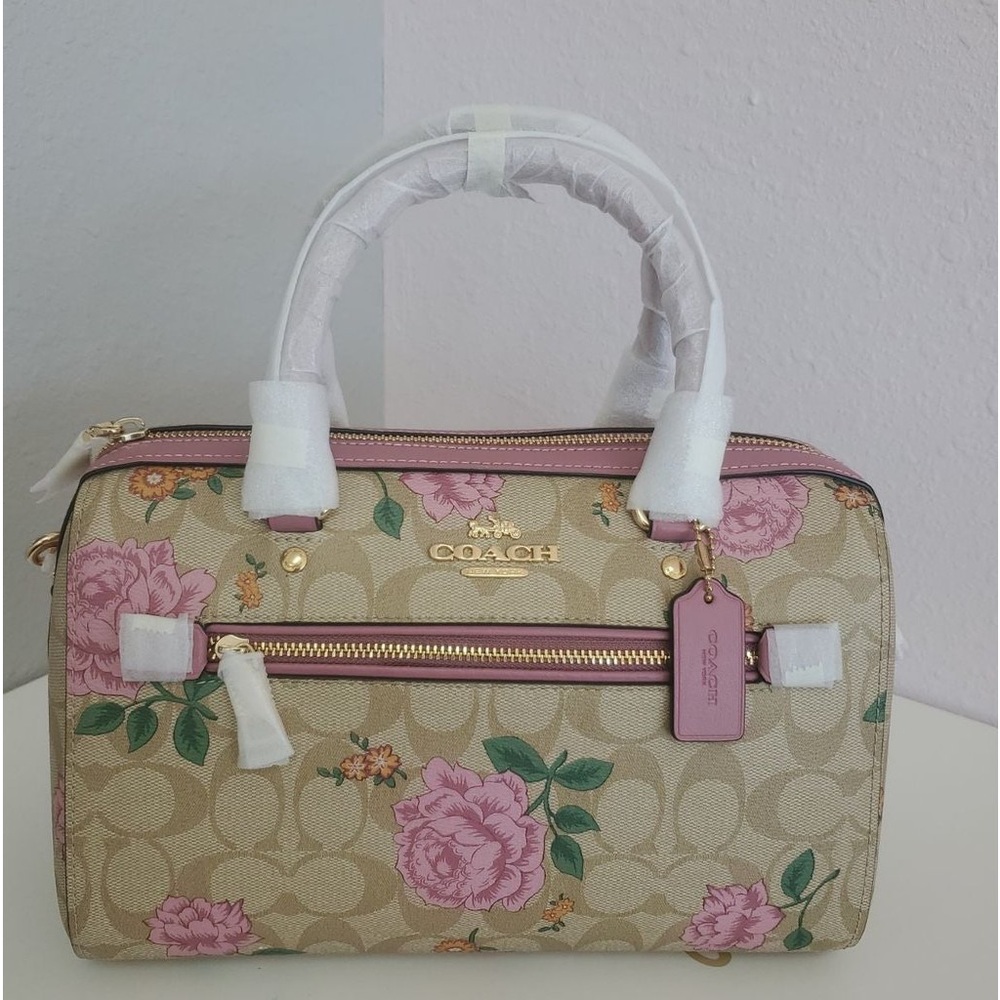*BNWOT*COACH Rowan Satchel Bag In Signature Canvas With Prairie Rose Print